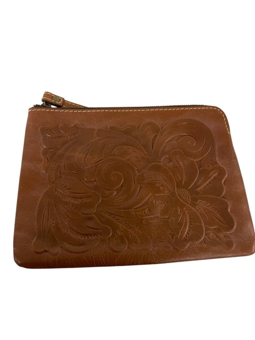 Patricia Nash Women leather Wristlet Bag Purse Brown Laurina Florence Tooled EUC